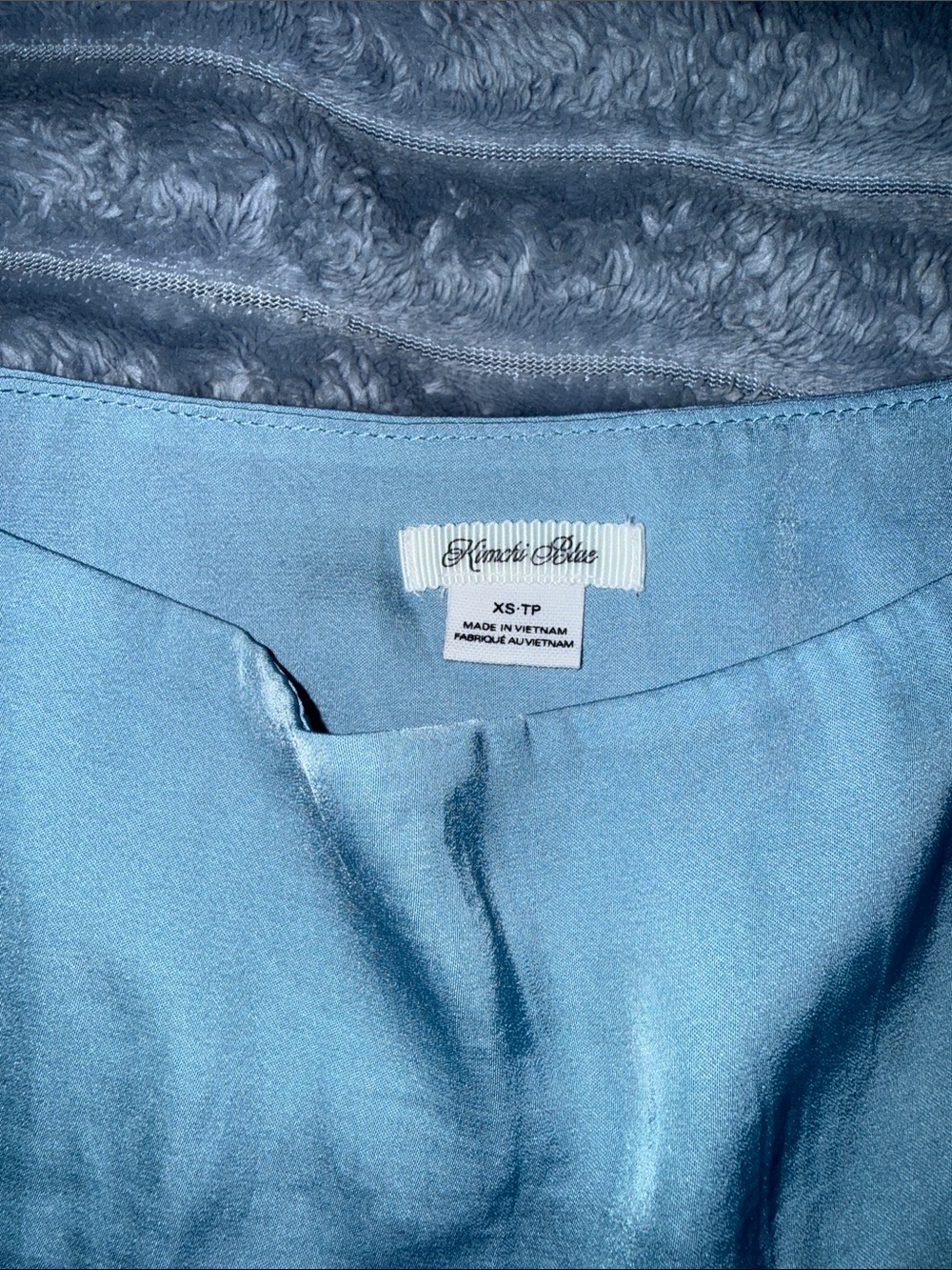 NWOT UO Kimchi Blue Light Blue Ruffle Mini Skirt with Black Bow Trim - Size XS - Picture 3 of 7